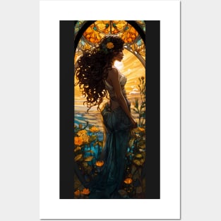 Dawn - Vintage, Mucha, Gilded Age, Art Nouveau, Beautiful Woman Posters and Art